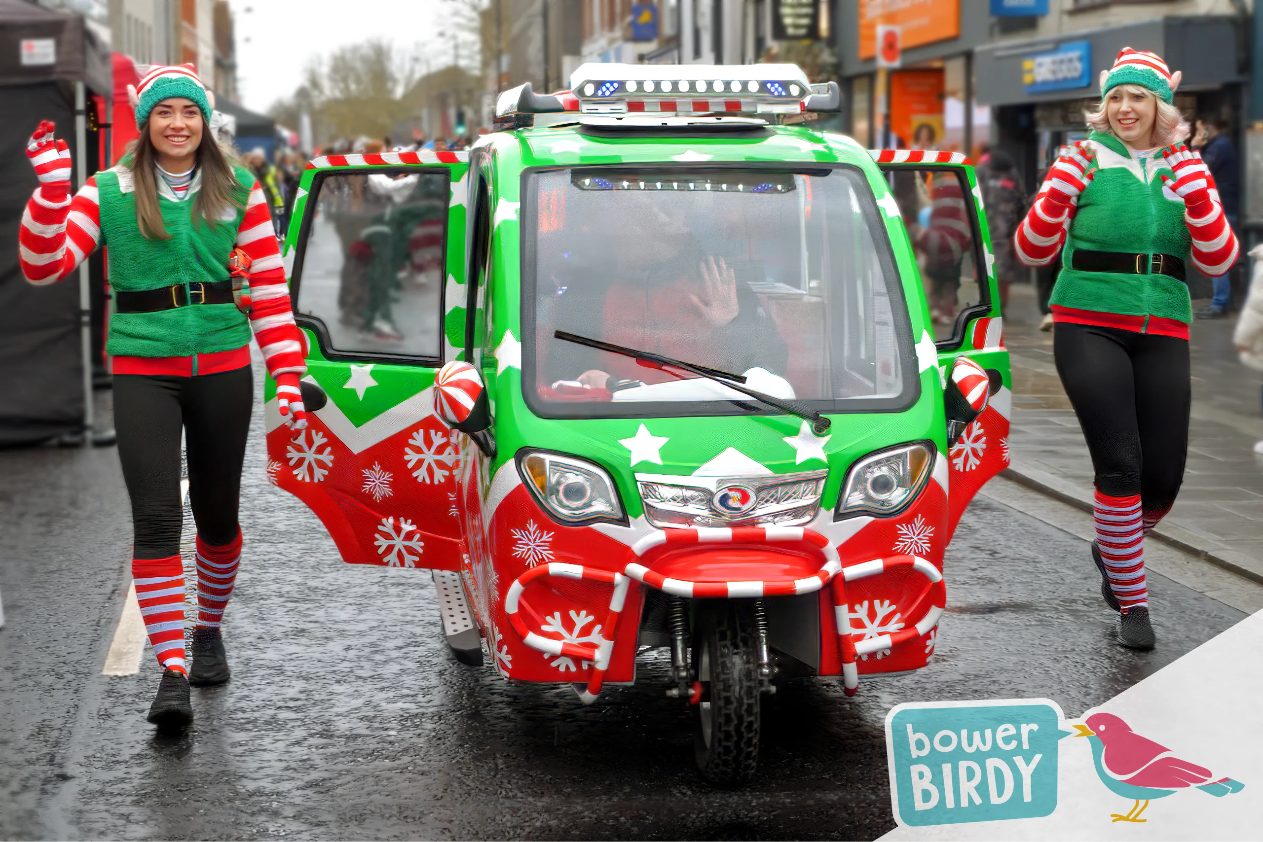 Bowerbirdy's Magical Elf Car at Lighting Up Brentwood Christmas Event 2025